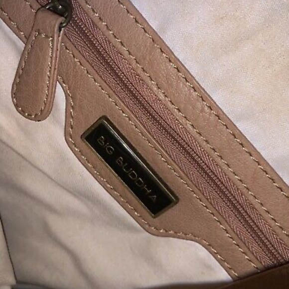 Big Buddha Baxter Slouch Hobo Bag Purse Vegan Leather Studs Boho Tan Large - Picture 6 of 8